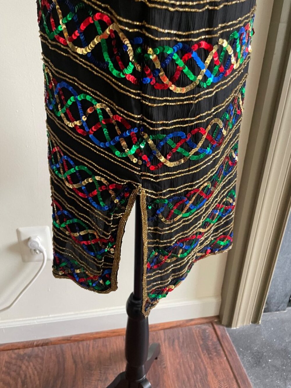 Vintage Stenay Silk Rainbow Sequin Shirt Scoop Neck Blouse Top Showgirl Sparkle - Picture 9 of 14